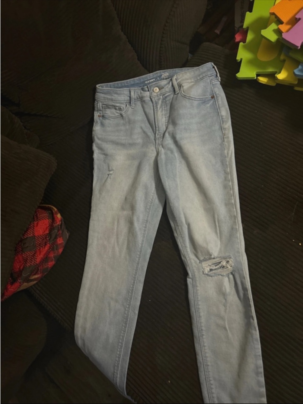 Old Navy Light Blue Skinny Jeans with Knee Distress